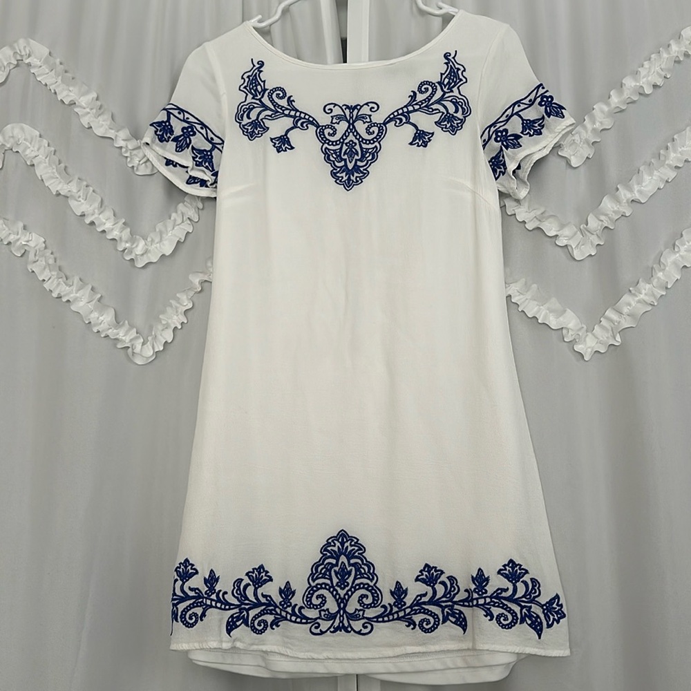 Lulus White embroidered mini dress